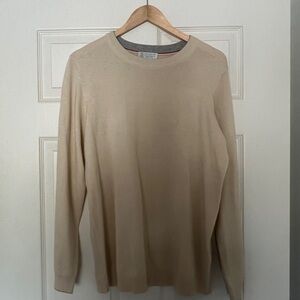 Brunello Cucinelli styled Cream Crewneck Sweater with Gray Trim
